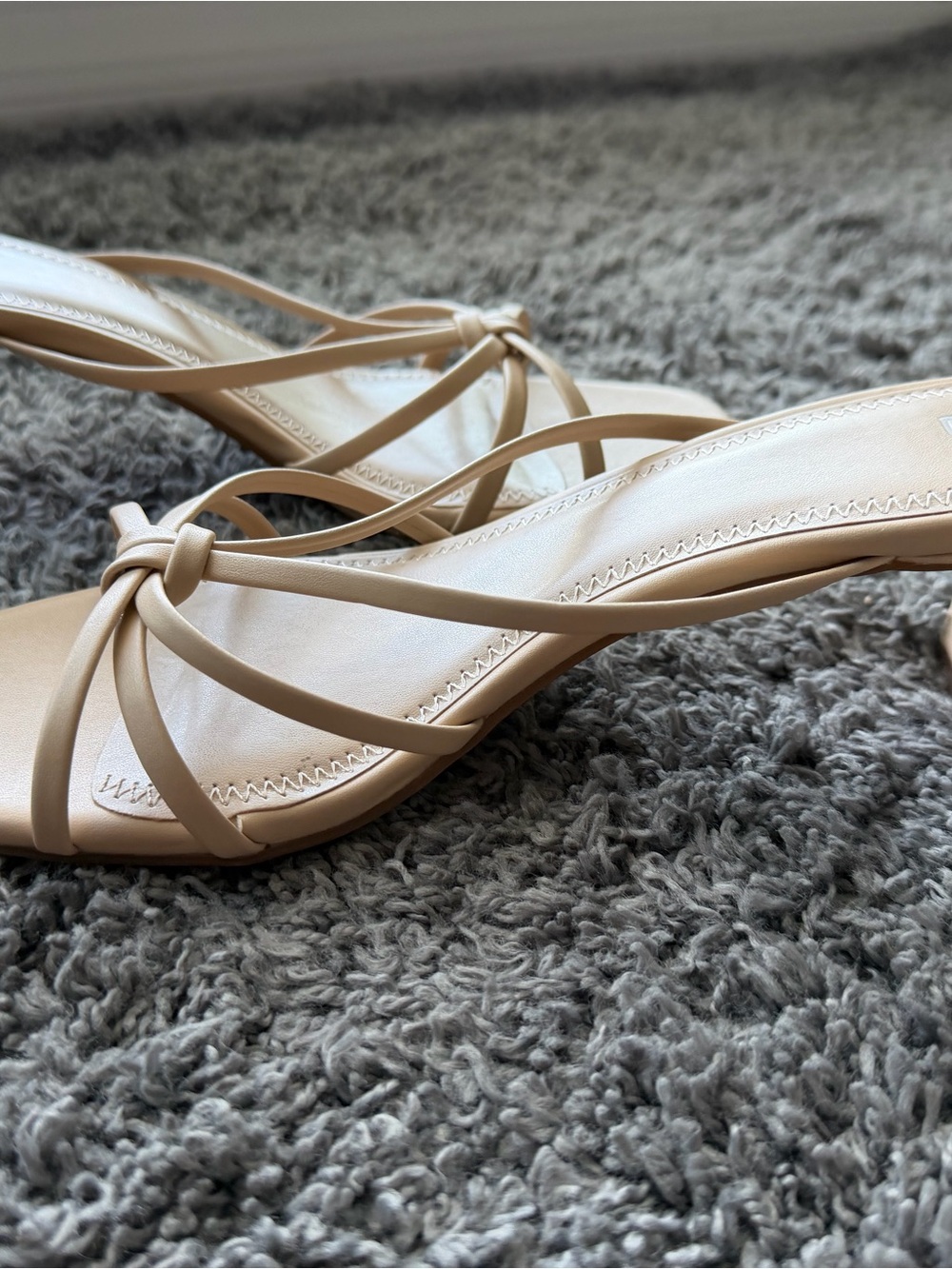 bp Beige Knotted Strappy Slide Sandals